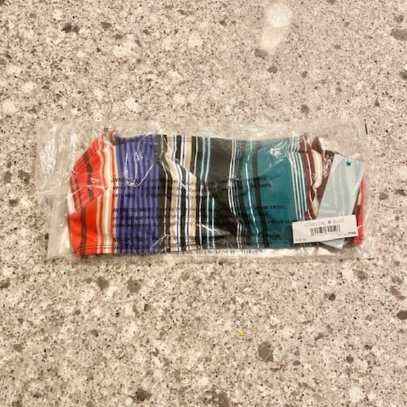 NWT COASTAL BLUE Red Blue Striped Bandeau Bikini Swim Suit Top Size Medium - Picture 4 of 5